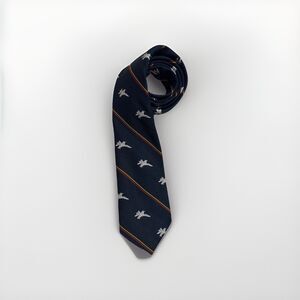 Vintage Golden Clasp Prince Consort Tie Navy/Gold/Red Fighter Jet 56”x3”